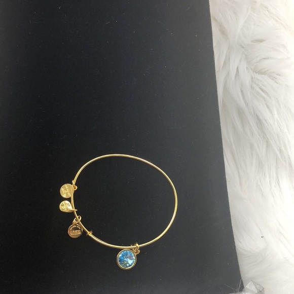 Alex and Ani Light Blue Crystal December Birthstone Charm Bangle  2.75" - Picture 2 of 6